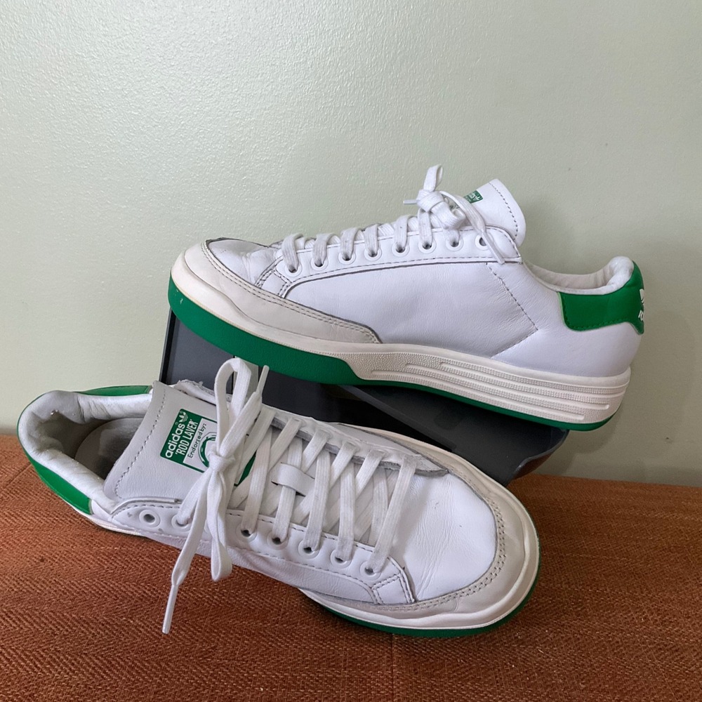 Adidas Rod Laver Mens 8 White Green Leather Court Sneakers FX5605 Tennis Shoes